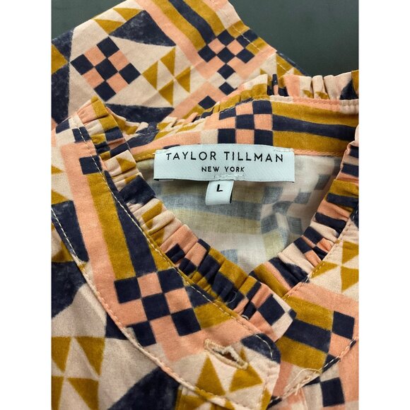 TAYLOR TILLMAN Veronica Mini Dress Button Front Short Sleeves Pink Size Large - Picture 3 of 12